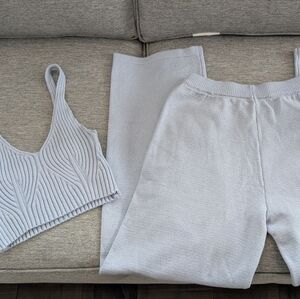 Women's Light Blue Knit Lounge Set